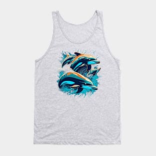 Sea Symphony Grunge Dolphins Tank Top